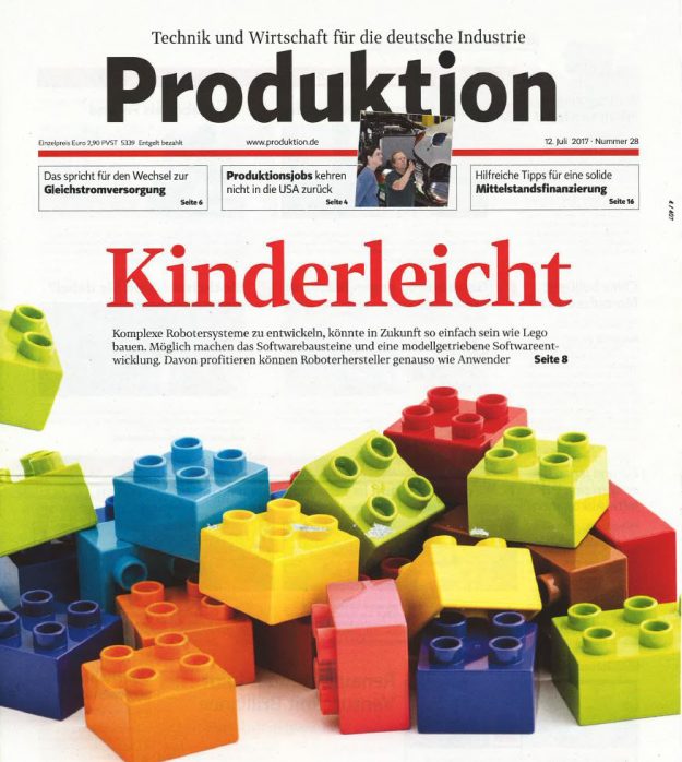 RobMoSys featured on title of Produktion magazine