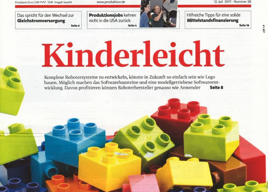 RobMoSys Kinderleicht RobMoSys featured on title of Produktion magazine